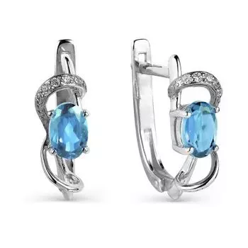 Серьги с топазами и фианитами Линии Любви