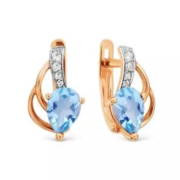 Серьги с топазами и фианитами Линии Любви