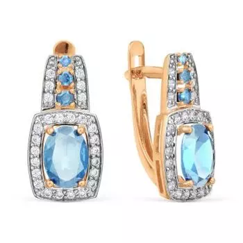 Серьги с топазами и фианитами Линии Любви