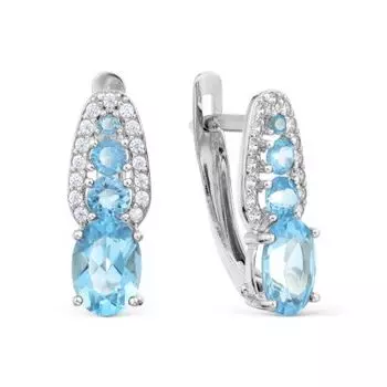 Серьги с топазами и фианитами Линии Любви