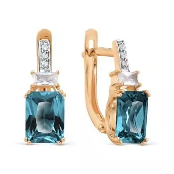 Серьги с топазами и фианитами Линии Любви