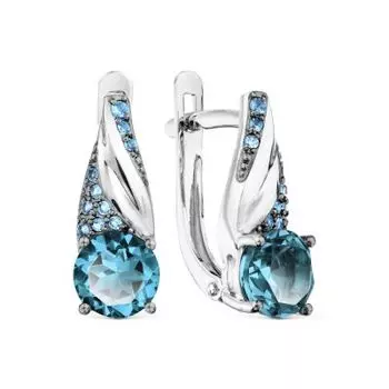 Серьги с топазами и фианитами Линии Любви