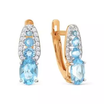 Серьги с топазами и фианитами Линии Любви