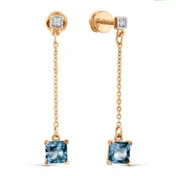 Серьги с топазами и фианитами Линии Любви