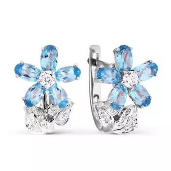 Серьги с топазами и фианитами Линии Любви