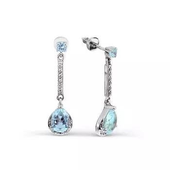 Серьги с топазами и фианитами Линии Любви