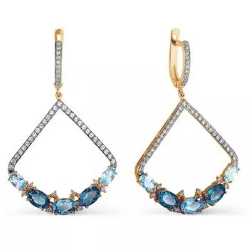 Серьги с топазами и фианитами Линии Любви