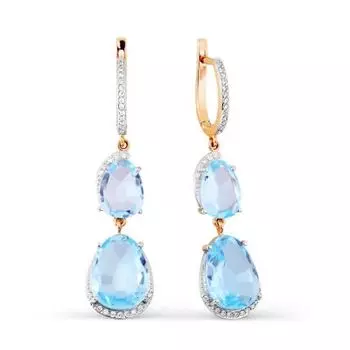 Серьги с топазами и фианитами Линии Любви