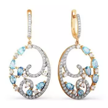 Серьги с топазами и фианитами Линии Любви