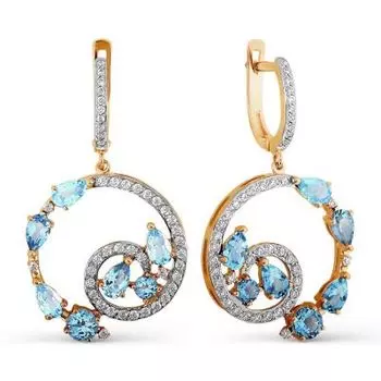 Серьги с топазами и фианитами Линии Любви