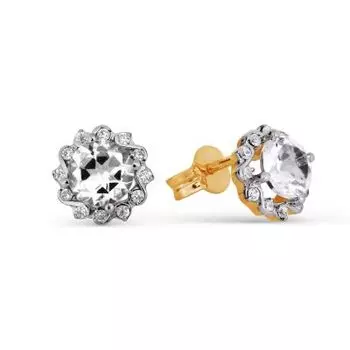 Серьги с топазами и фианитами Линии Любви