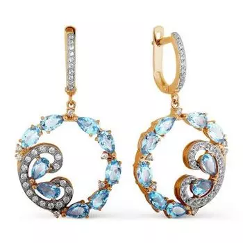 Серьги с топазами и фианитами Линии Любви