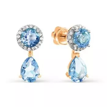 Серьги с топазами и фианитами Линии Любви