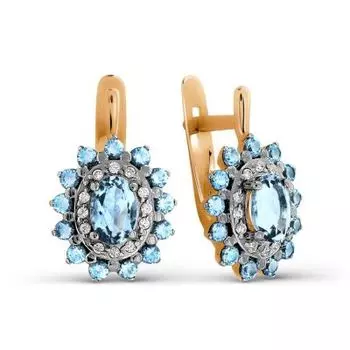 Серьги с топазами и фианитами Линии Любви