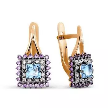 Серьги с топазами и фианитами Линии Любви