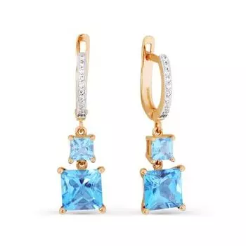 Серьги с топазами и фианитами Линии Любви