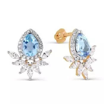 Серьги с топазами и фианитами Линии Любви