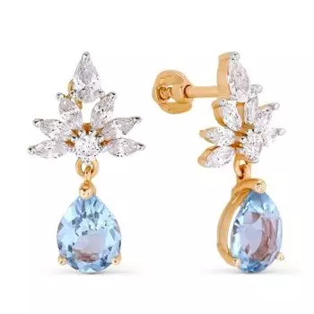 Серьги с топазами и фианитами Линии Любви