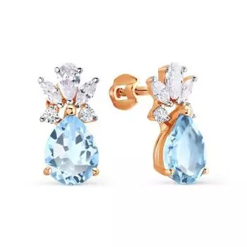 Серьги с топазами и фианитами Линии Любви