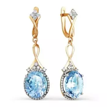 Серьги с топазами и фианитами Линии Любви