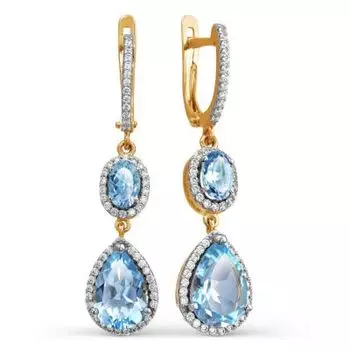 Серьги с топазами и фианитами Линии Любви