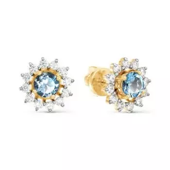 Серьги с топазами и фианитами Линии Любви