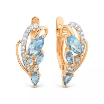 Серьги с топазами и фианитами Линии Любви