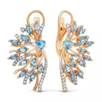 Серьги с топазами и фианитами Линии Любви