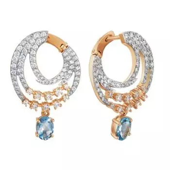 Серьги с топазами и фианитами Линии Любви