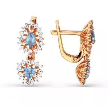 Серьги с топазами и фианитами Линии Любви