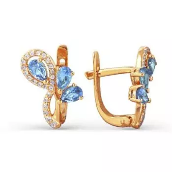 Серьги с топазами и фианитами Линии Любви