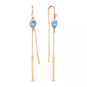 Серьги с топазами и фианитами Линии Любви