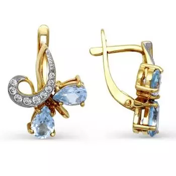 Серьги с топазами и фианитами Линии Любви