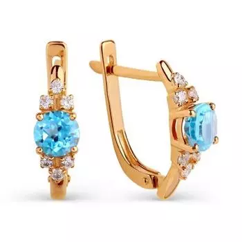 Серьги с топазами и фианитами Линии Любви