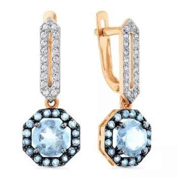 Серьги с топазами и фианитами Линии Любви