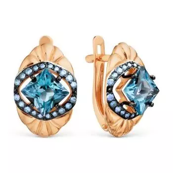 Серьги с топазами и фианитами Линии Любви