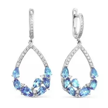 Серьги с топазами и фианитами Линии Любви