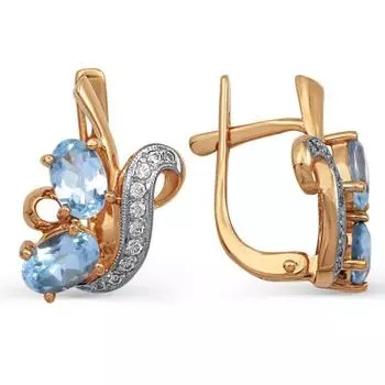 Серьги с топазами и фианитами Линии Любви