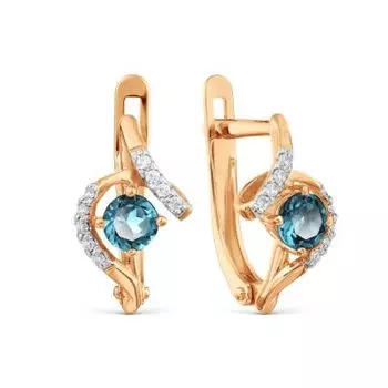 Серьги с топазами и фианитами Premiums Линии Любви