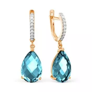 Серьги с топазами ситалл и фианитами Линии Любви