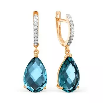 Серьги с топазами ситалл и фианитами Линии Любви