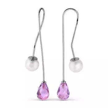 Серьги с жемчугом и аметистами Линии Любви