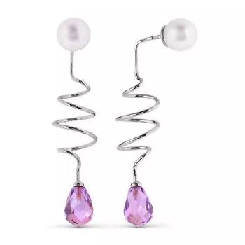 Серьги с жемчугом и аметистами Линии Любви