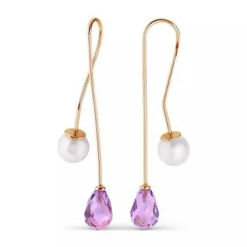 Серьги с жемчугом и аметистами Линии Любви