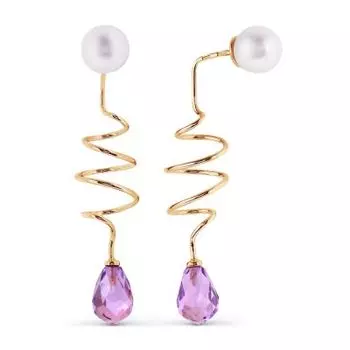 Серьги с жемчугом и аметистами Линии Любви
