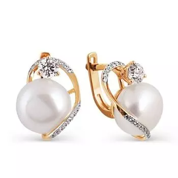 Серьги с жемчугом и бриллиантами Линии Любви