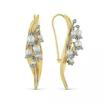 Серьги с жемчугом и бриллиантами Линии Любви