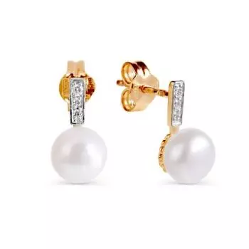 Серьги с жемчугом и фианитами Линии Любви