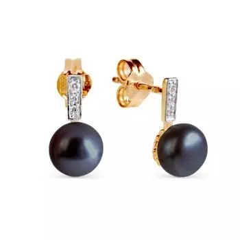 Серьги с жемчугом и фианитами Линии Любви