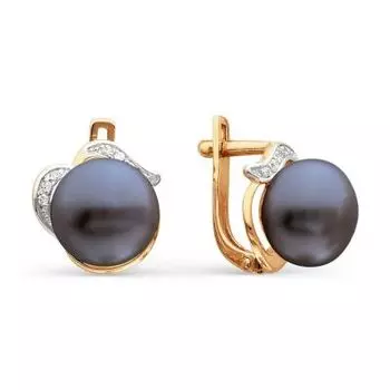 Серьги с жемчугом и фианитами Линии Любви